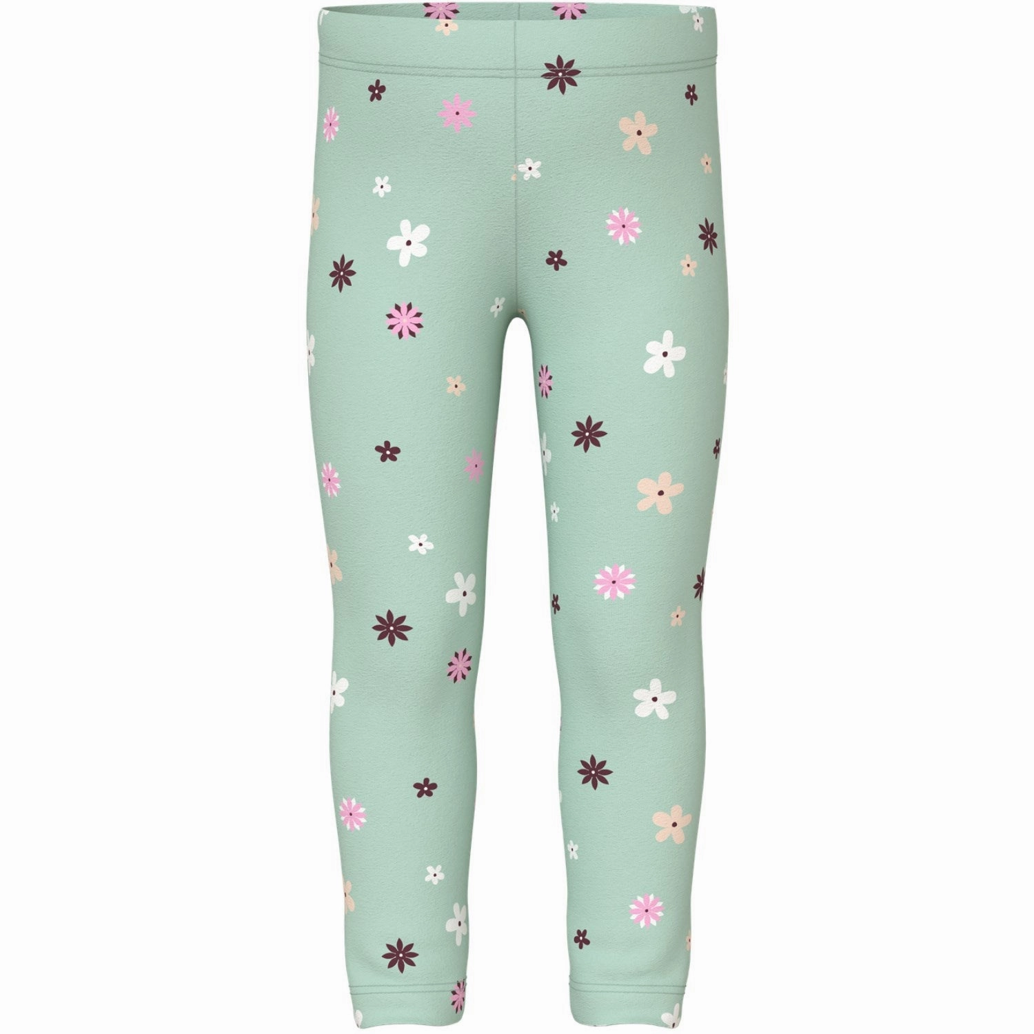 Name It Gossamer Green Flowers Nmfvivian Aop Leggings Stretch Form Layered Paneling