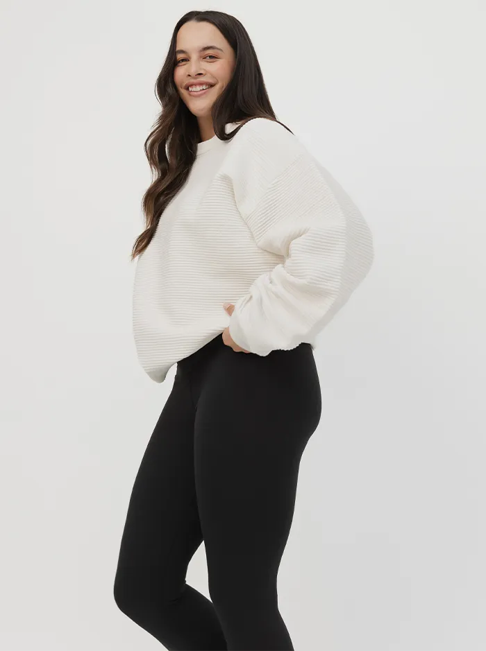 Street Vibe Street Style Ribbed Crew In White Cream