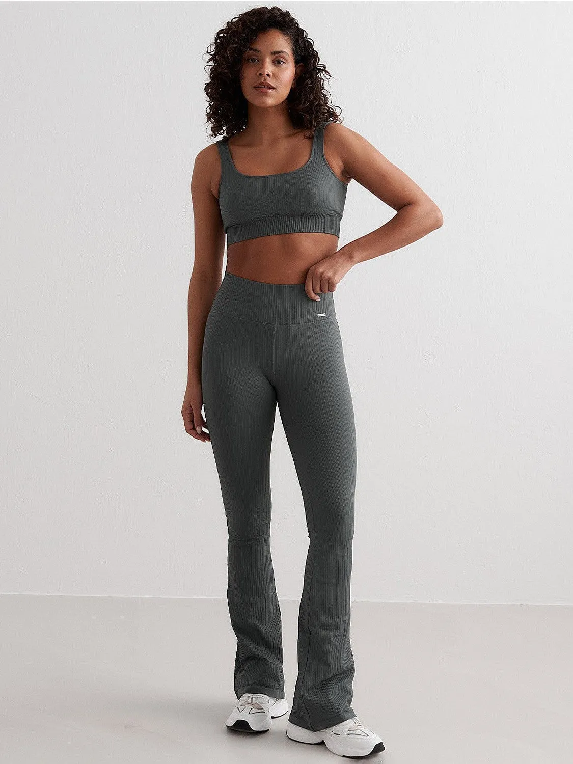 Flatlock stitching seams Supportive seams Sage Ribbed Seamless Bra