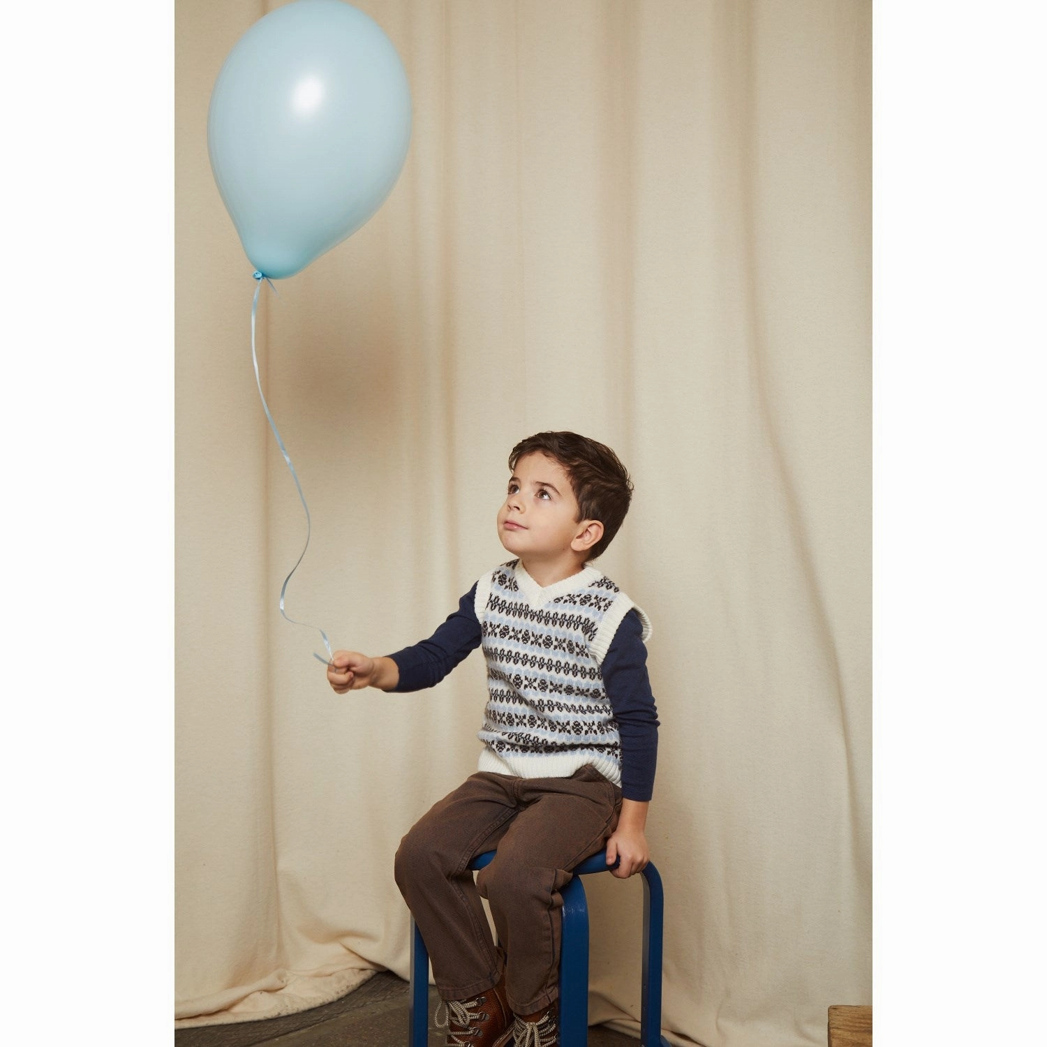 COPENHAGEN COLORS Dusty Blue Combi Merino Pattern Vest Reflective Safety Details