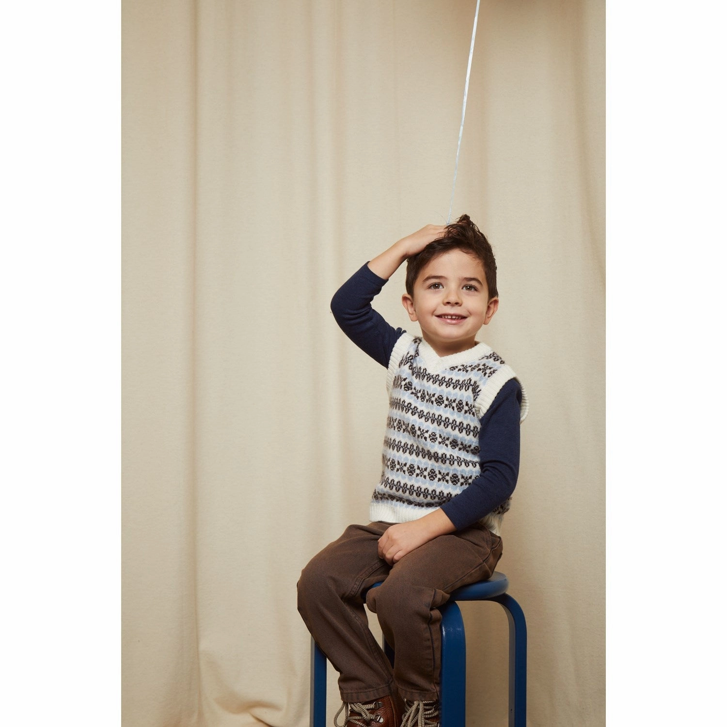 abnormal COPENHAGEN COLORS Dusty Blue Combi Merino Pattern Vest