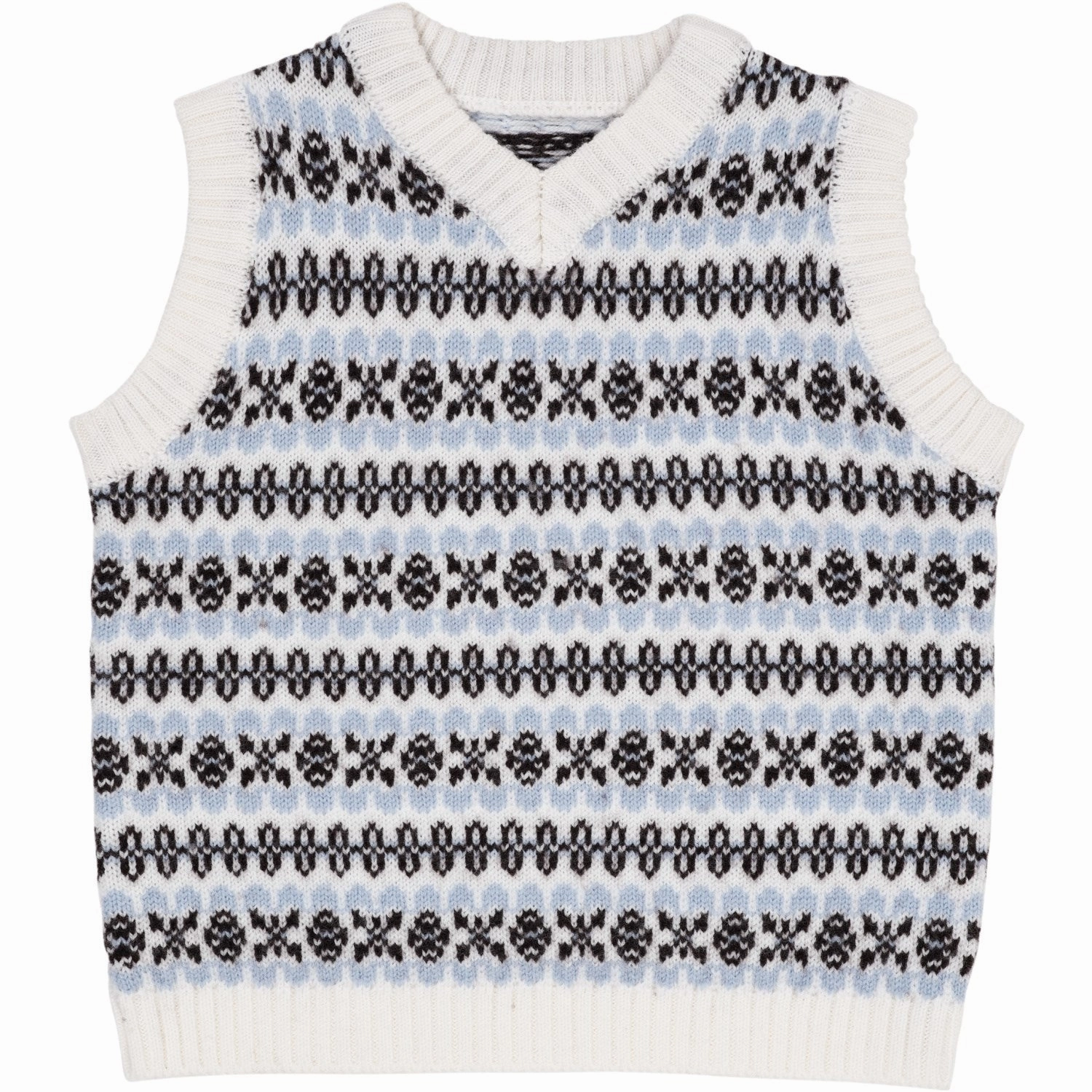 well made spandex material COPENHAGEN COLORS Dusty Blue Combi Merino Pattern Vest