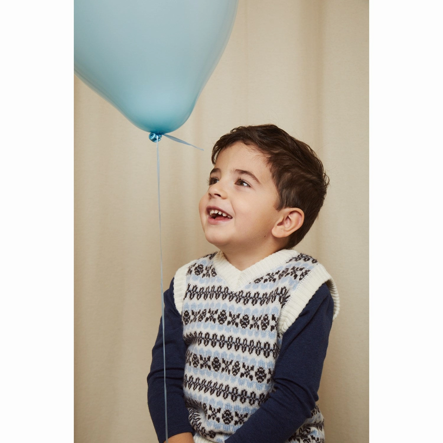 Recycled Material Composition narrowness COPENHAGEN COLORS Dusty Blue Combi Merino Pattern Vest