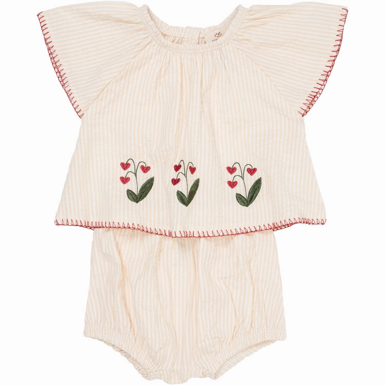 Weekend Teen Dinner Flexible COPENHAGEN COLORS Dusty Rose W Cream Stripe W. Berry Seersucker Baby Set W. Embroidery