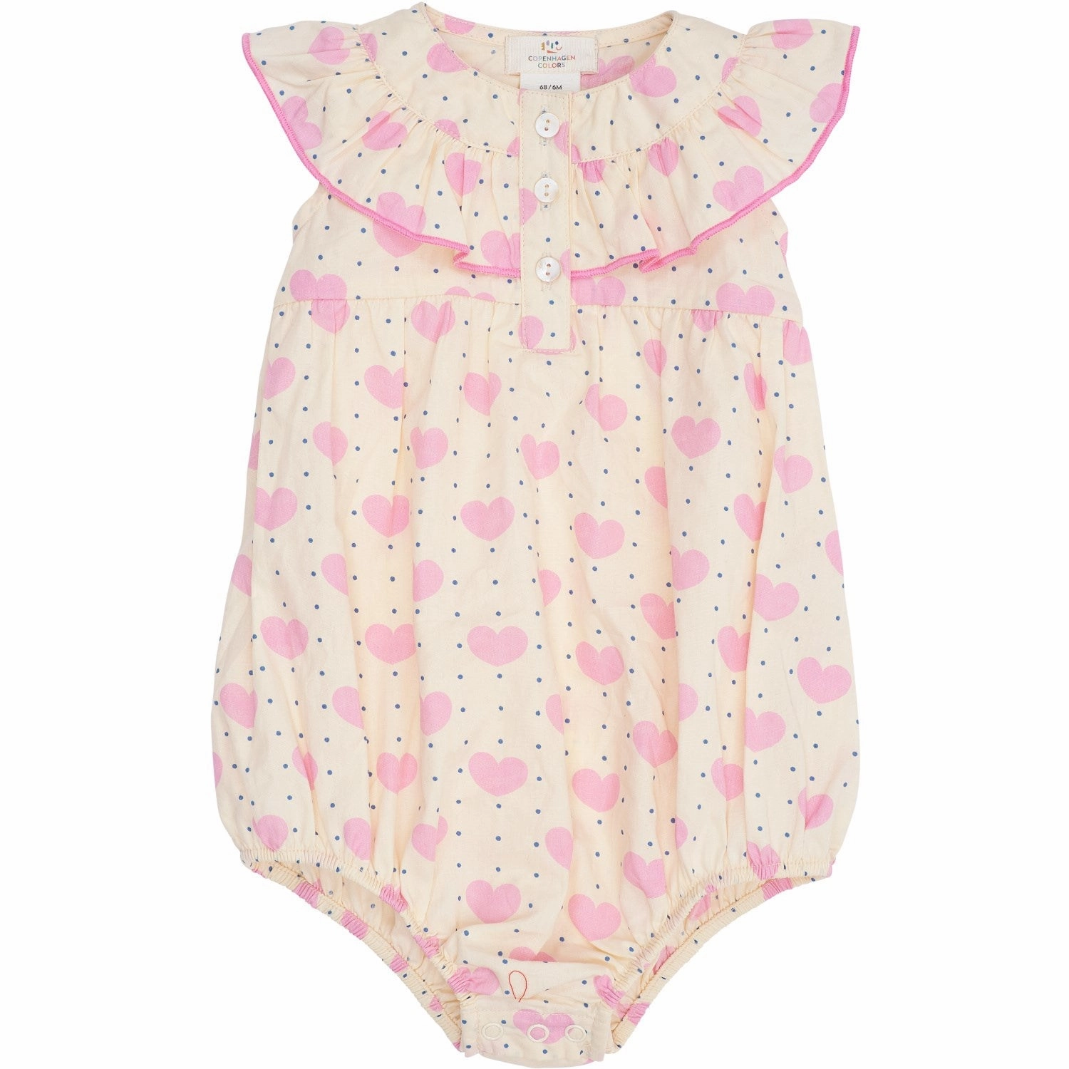 Charming Traveler Daily Model COPENHAGEN COLORS Heart Aop Heart & Dots Romper W Frill