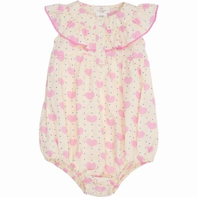 COPENHAGEN COLORS Heart Aop Heart & Dots Romper W Frill Eco Unisex