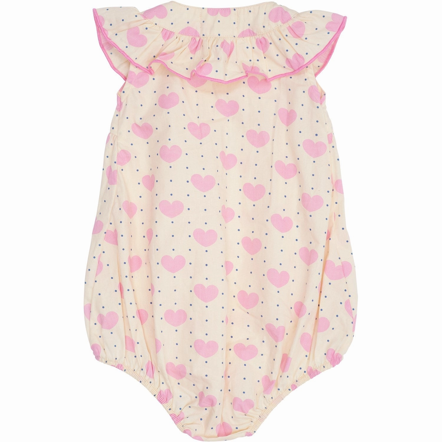 COPENHAGEN COLORS Heart Aop Heart & Dots Romper W Frill Versatile Cool Unique Couple