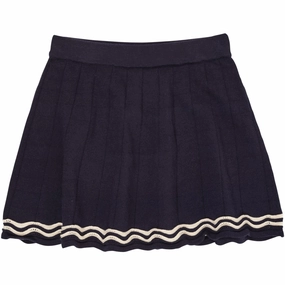 COPENHAGEN COLORS Navy/Cream Comb. Knitted Tennis Skirt Elegant Look casual finish