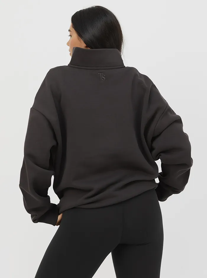 Soft Streetwear Butterfly like Quarter Zip In Pepper
