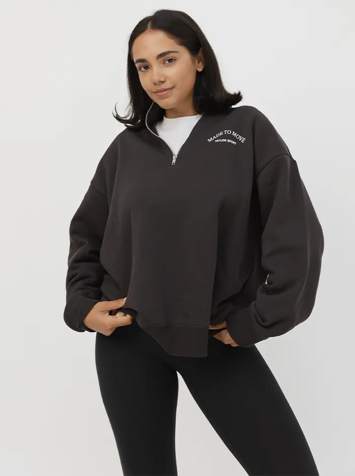 Quarter Zip In Pepper minimalistic