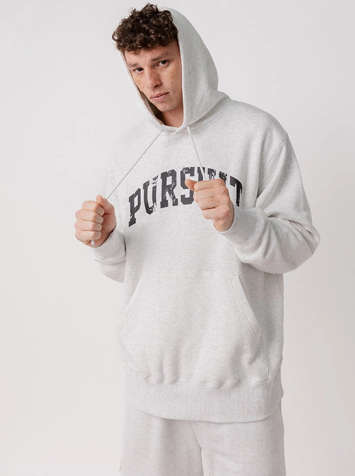 Fringe details Sheen Distressed Arch Heavyweight Pullover in Heather Grey