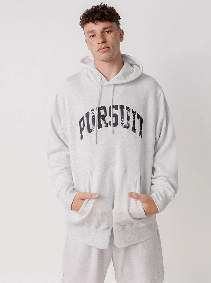 Cozy Apparel Distressed Arch Heavyweight Pullover in Heather Grey