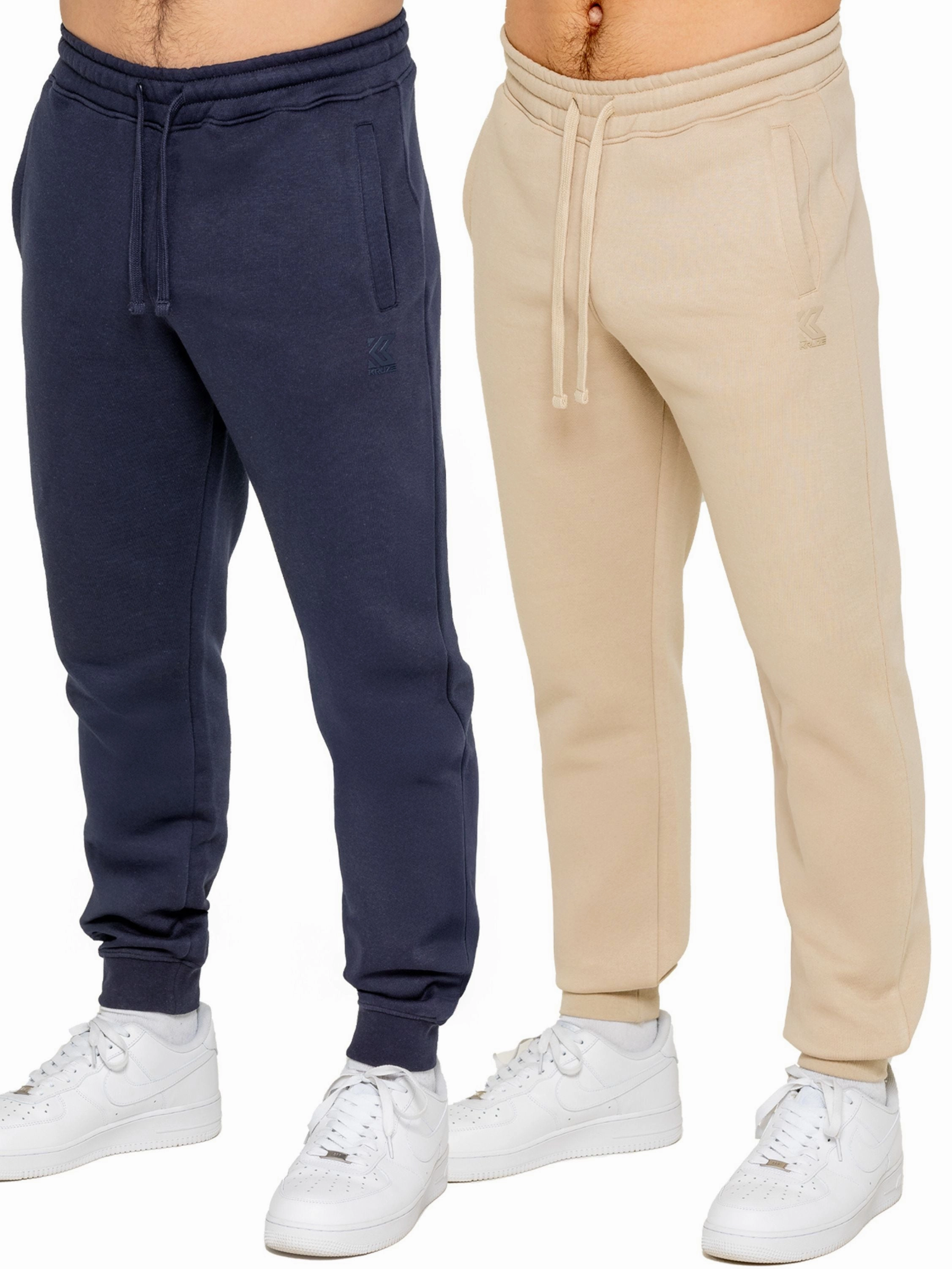Kruze | Mens Fleece Joggers 2 Pack SoftBoundEdging Flexible Wear