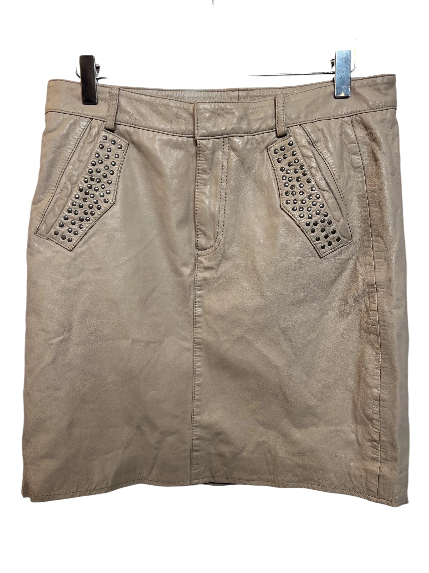 Custommade Cream Leather Skirt (Size L) Airy Touch