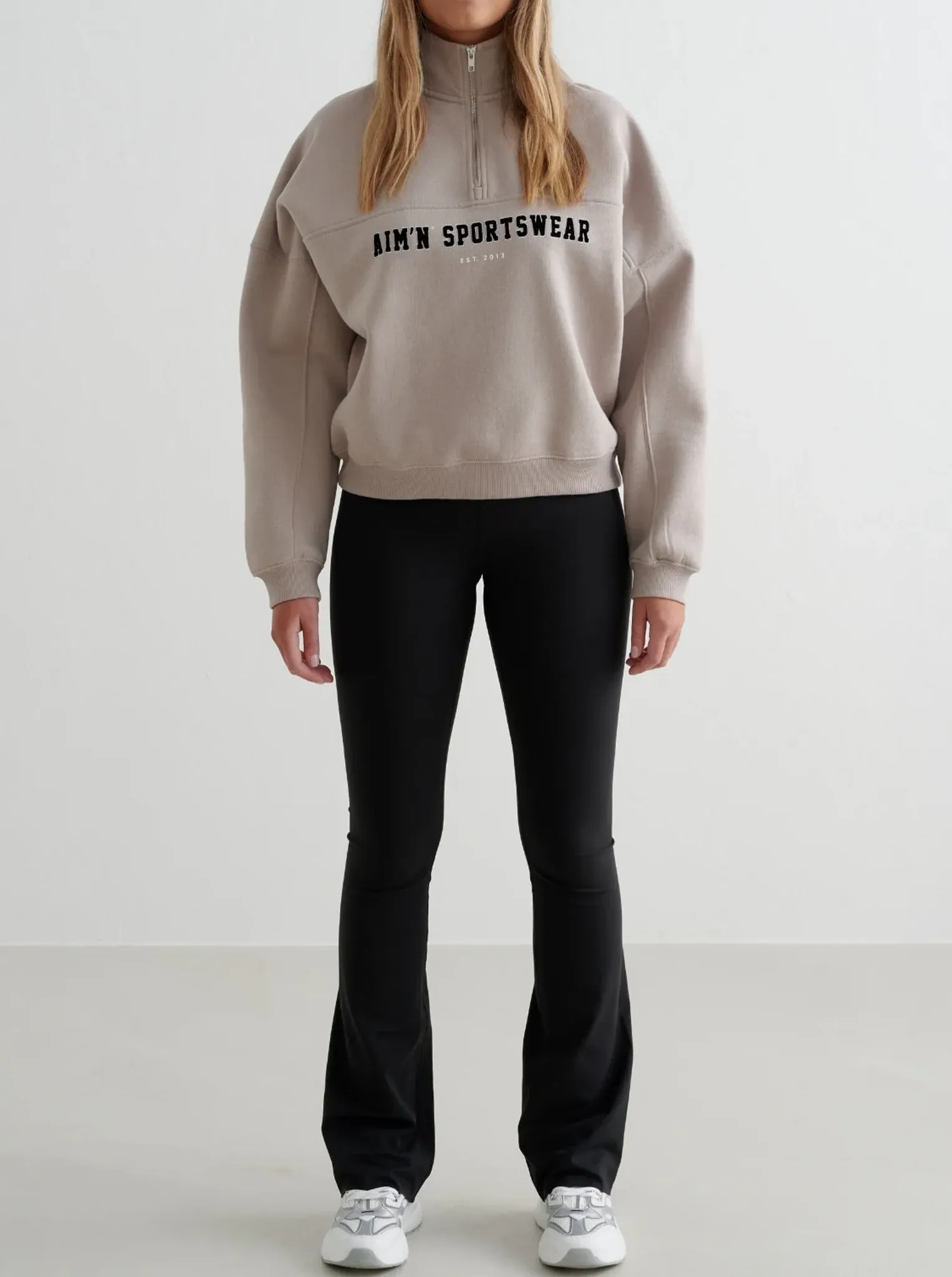 Dark Clay Varsity Sweat Half Zip Hidden pockets Durable Zippers