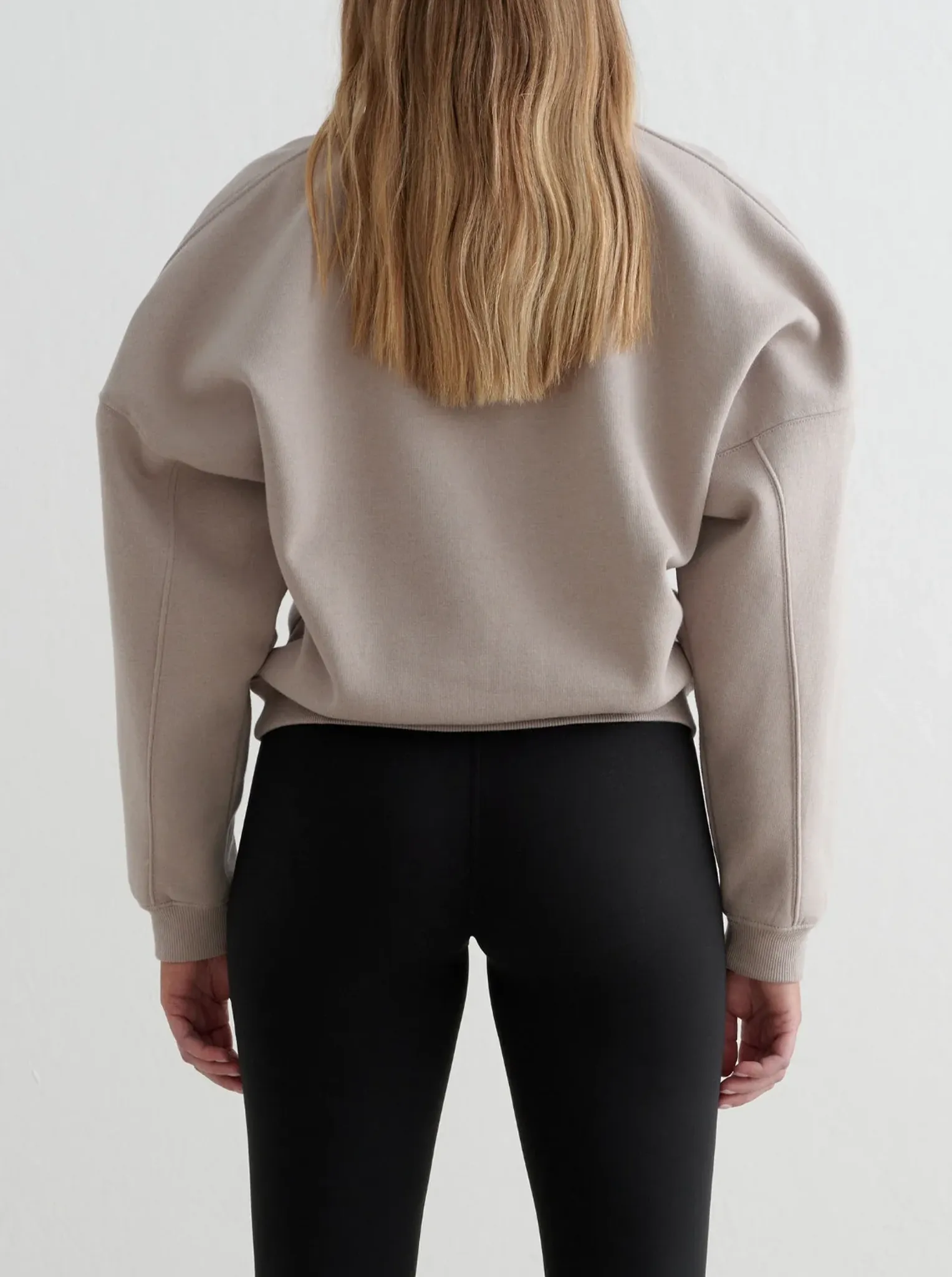 Dark Clay Varsity Sweat Half Zip Soft Texture