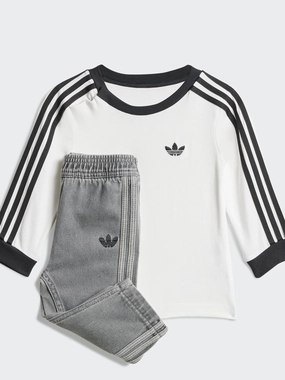 Denim Long Sleeve Set Infants Anti Static Fabric Stretchable