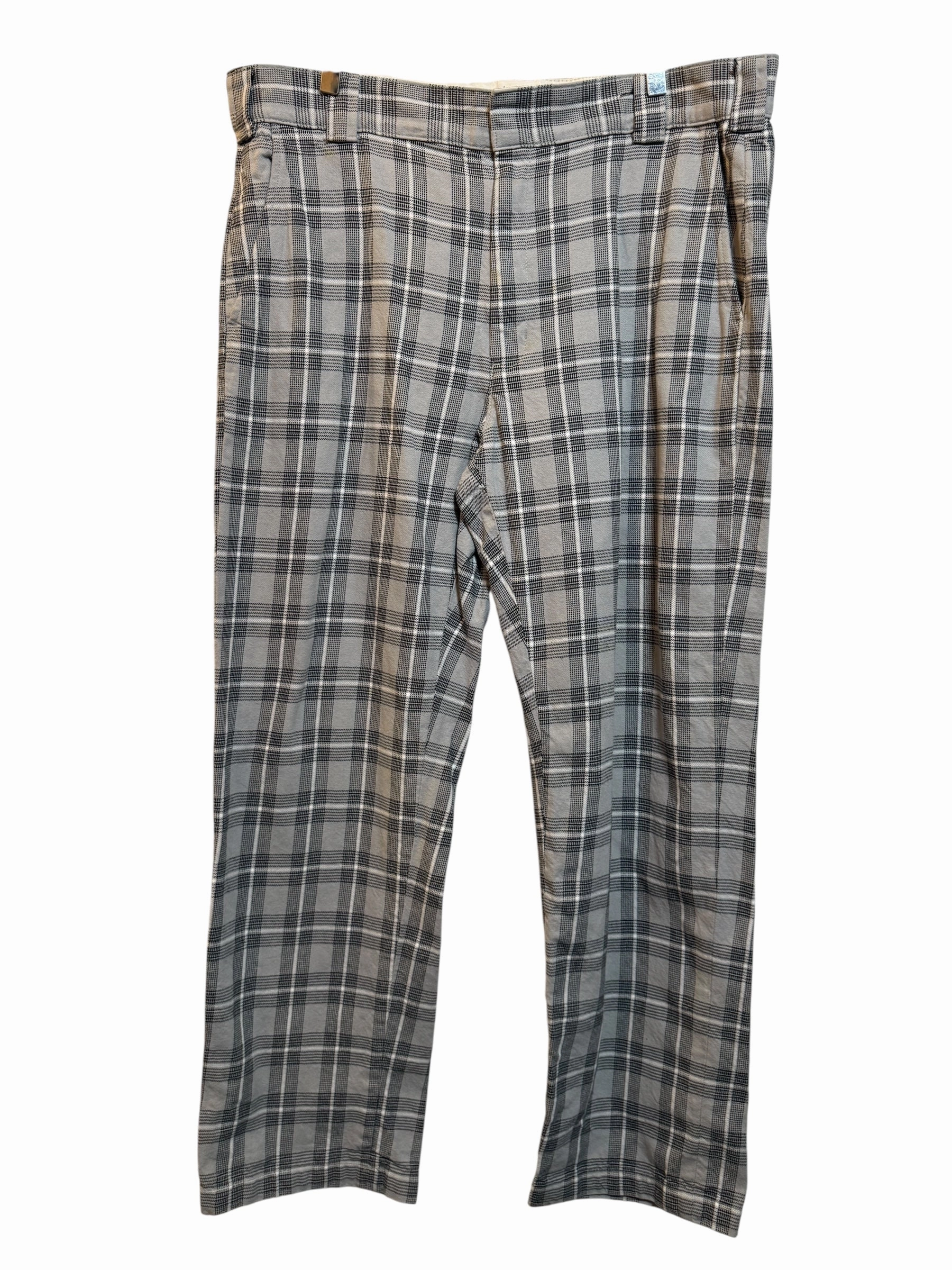Work Ready Comfortable Stretch Dickies Grey Plaid Trousers (38x32)