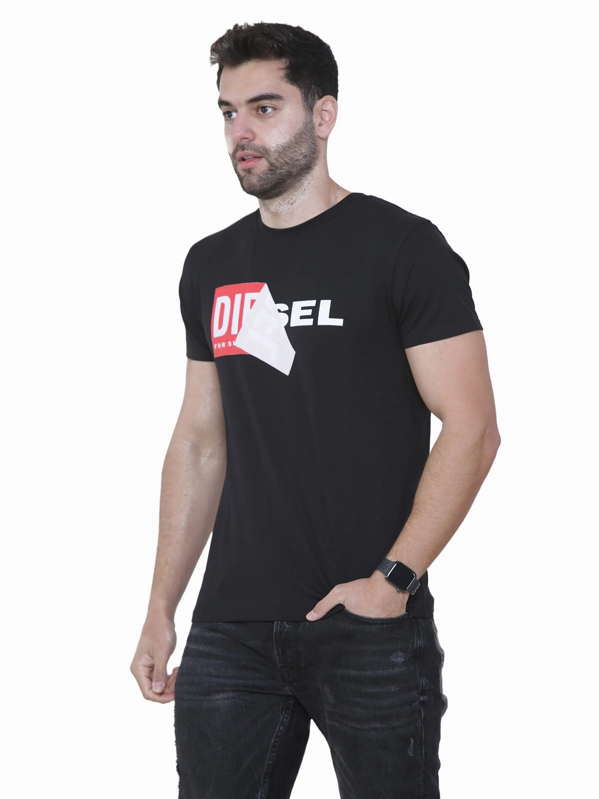 Diesel Mens Double Logo Short Sleeve T Shirt | T-Diego QA Reinforced Shoulder Seams