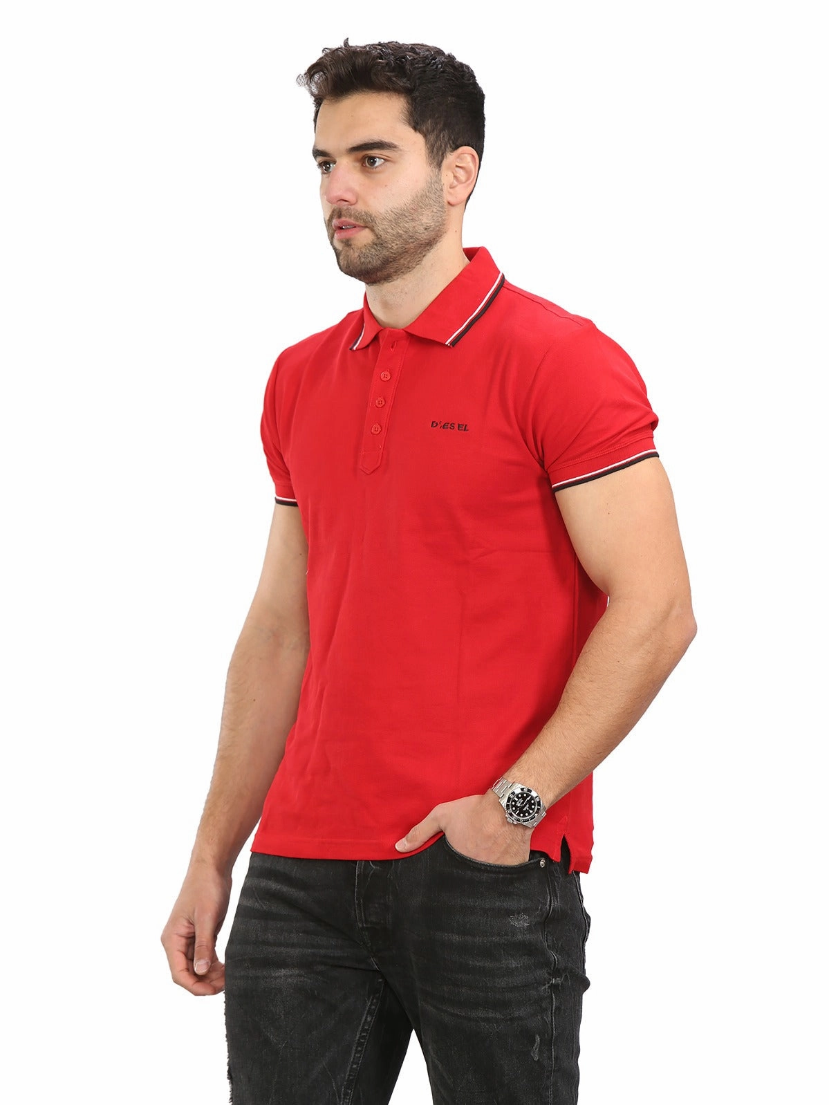 Diesel Mens Short Sleeve Polos | T-Randy Broken Quick-Dry Fabric
