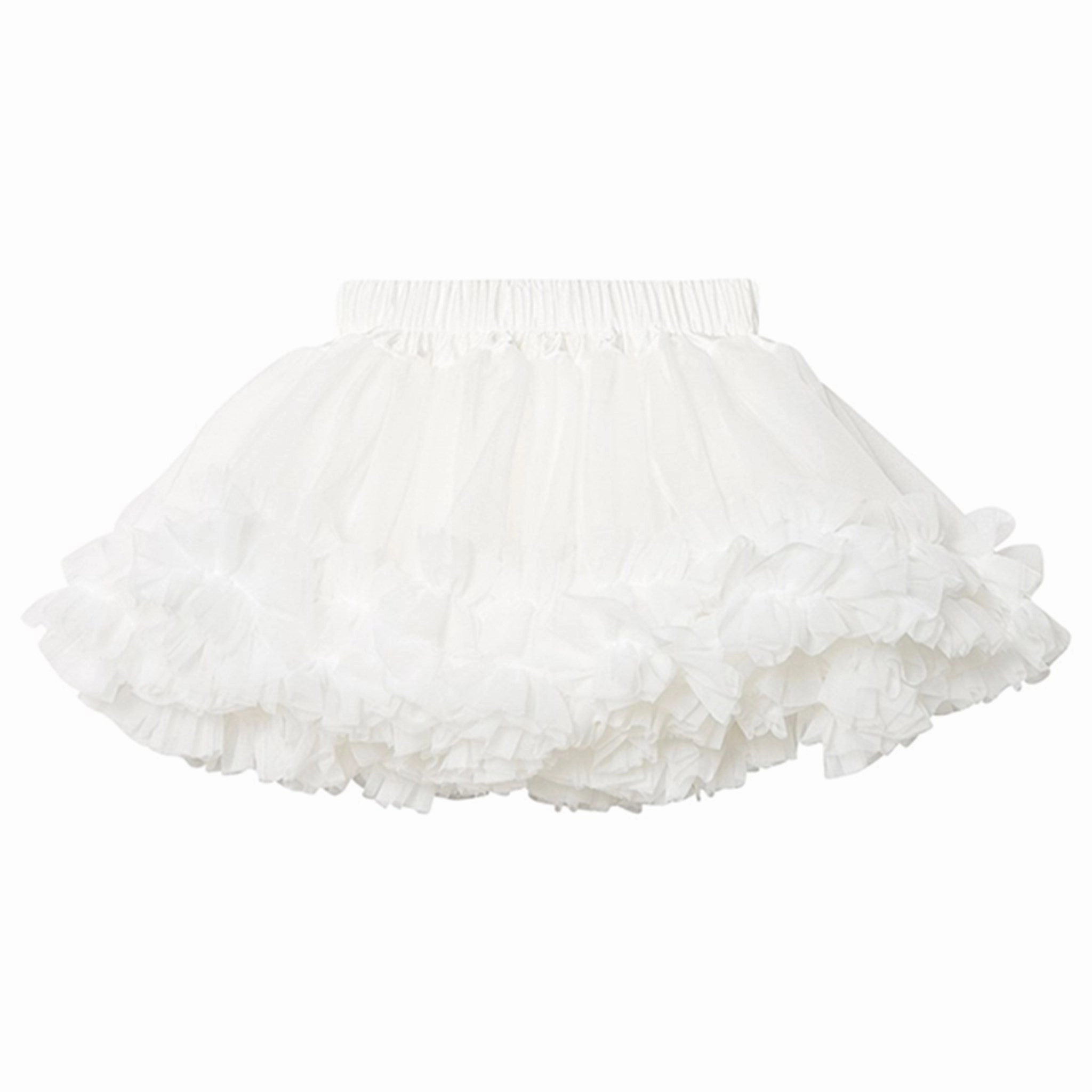 Flexible Waistband Dolly by Le Petit Tom Frilly Skirt Off White