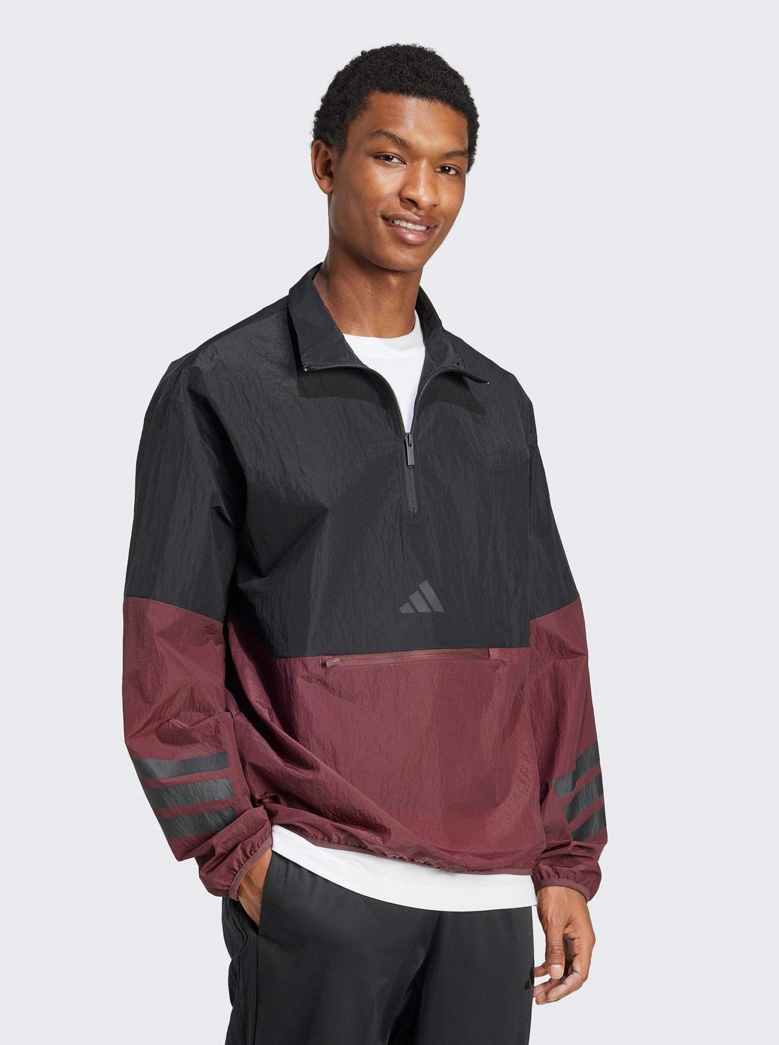 Future Icons 3-Stripes Woven Half-Zip Sweatshirt SnapFasteners Water resistant coating