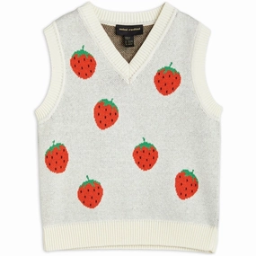 regulation Mini Rodini Strawberries Slipover Vest Offwhite