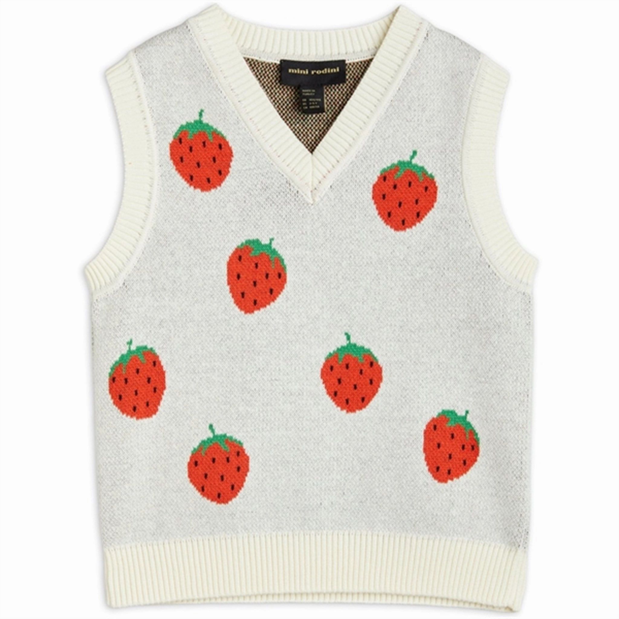 regulation Mini Rodini Strawberries Slipover Vest Offwhite