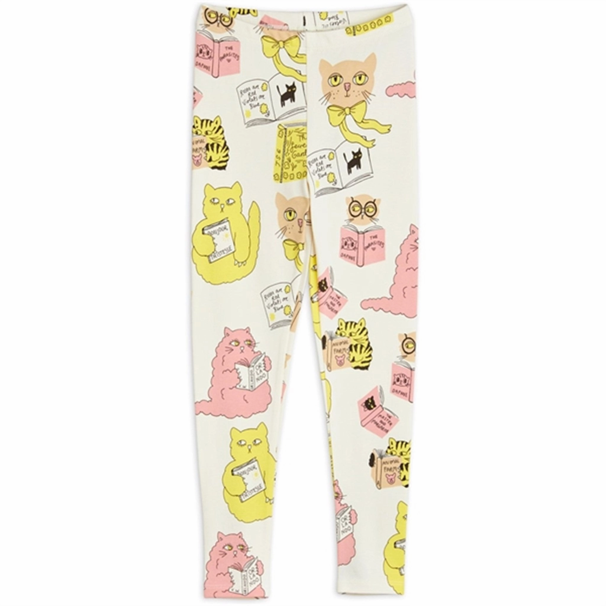 Stretch Fit For Teens Mini Rodini Cats Aop Leggings Offwhite