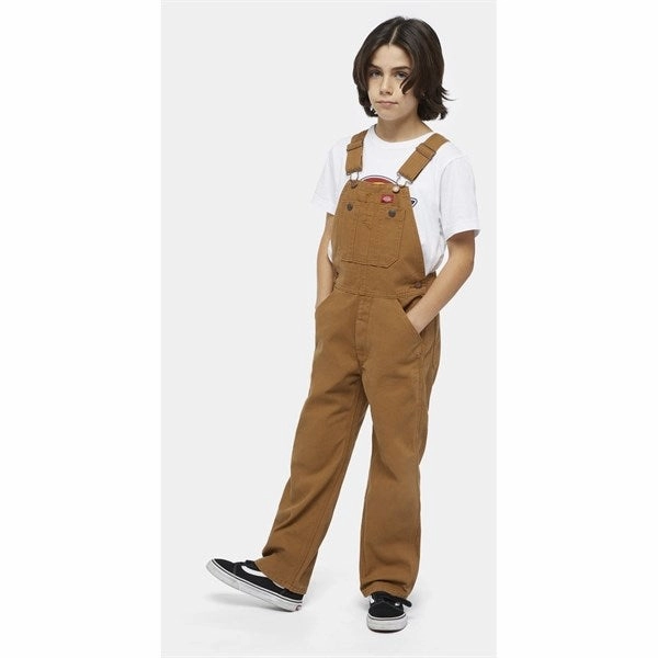 All Day Fit Roll-up style Dickies Duck Canvas Bib Overall Brown Duck