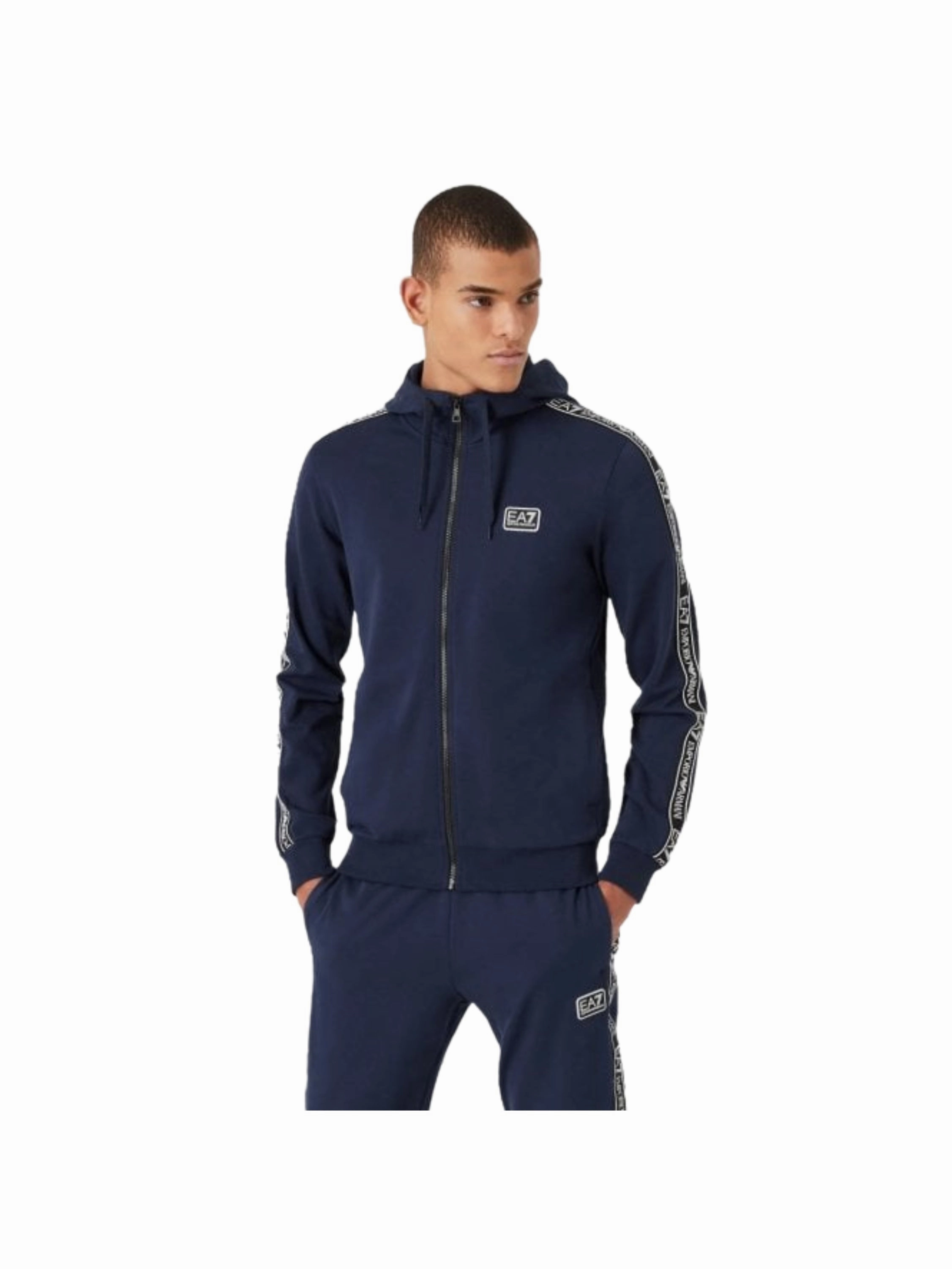 Stretchable Material EA7 Emporio Armani | Mens Tape Zip Up Hoodie