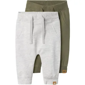 creativity acrylonitrile butadiene styrene Name It Light Grey Melange Deep Lichten Green Nbntakki 2P Sweat Pants Noos