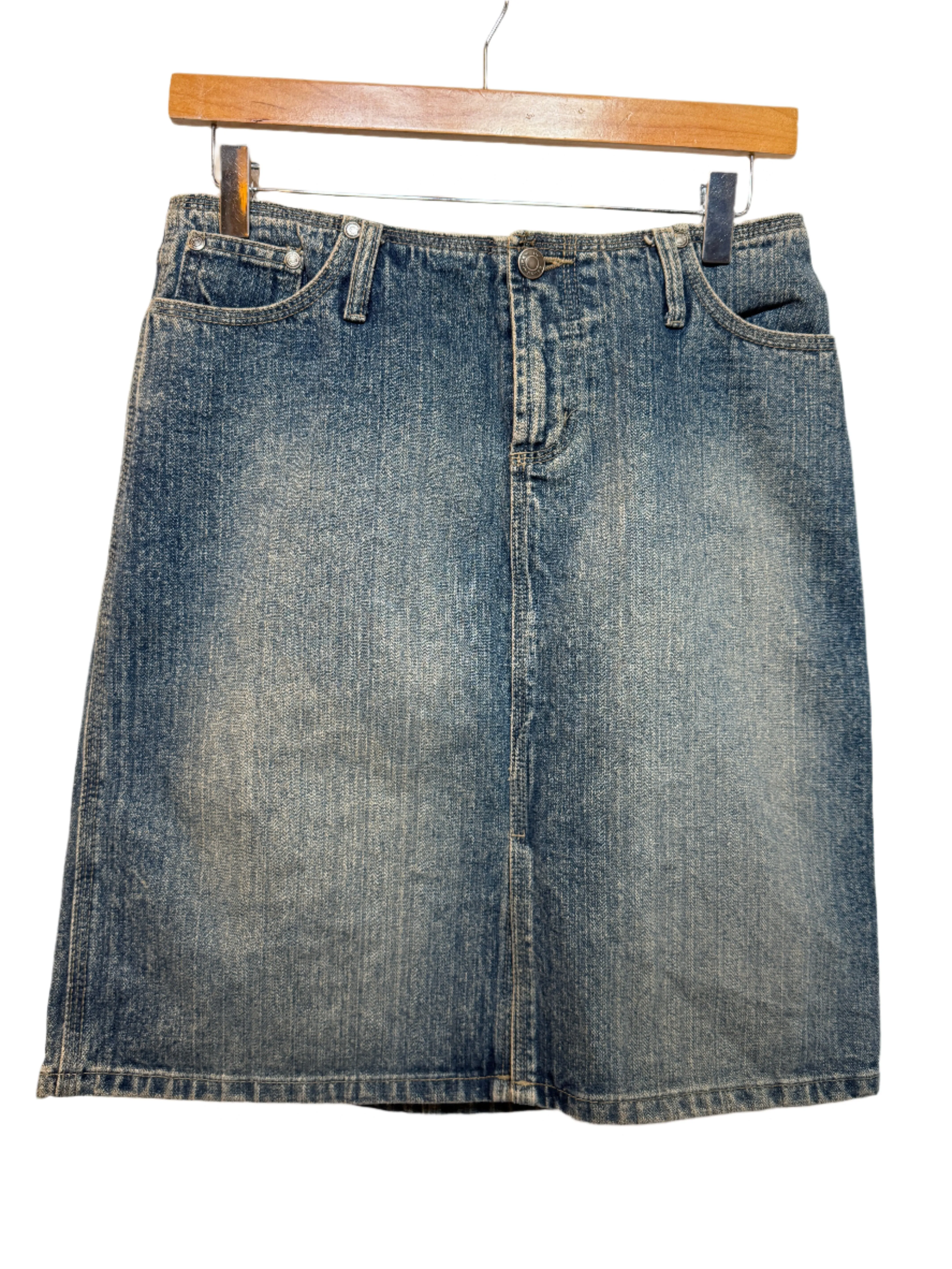 No Boundaries Blue Denim Skirt (Size L) Biodegradable Material Option On-The-Go Style