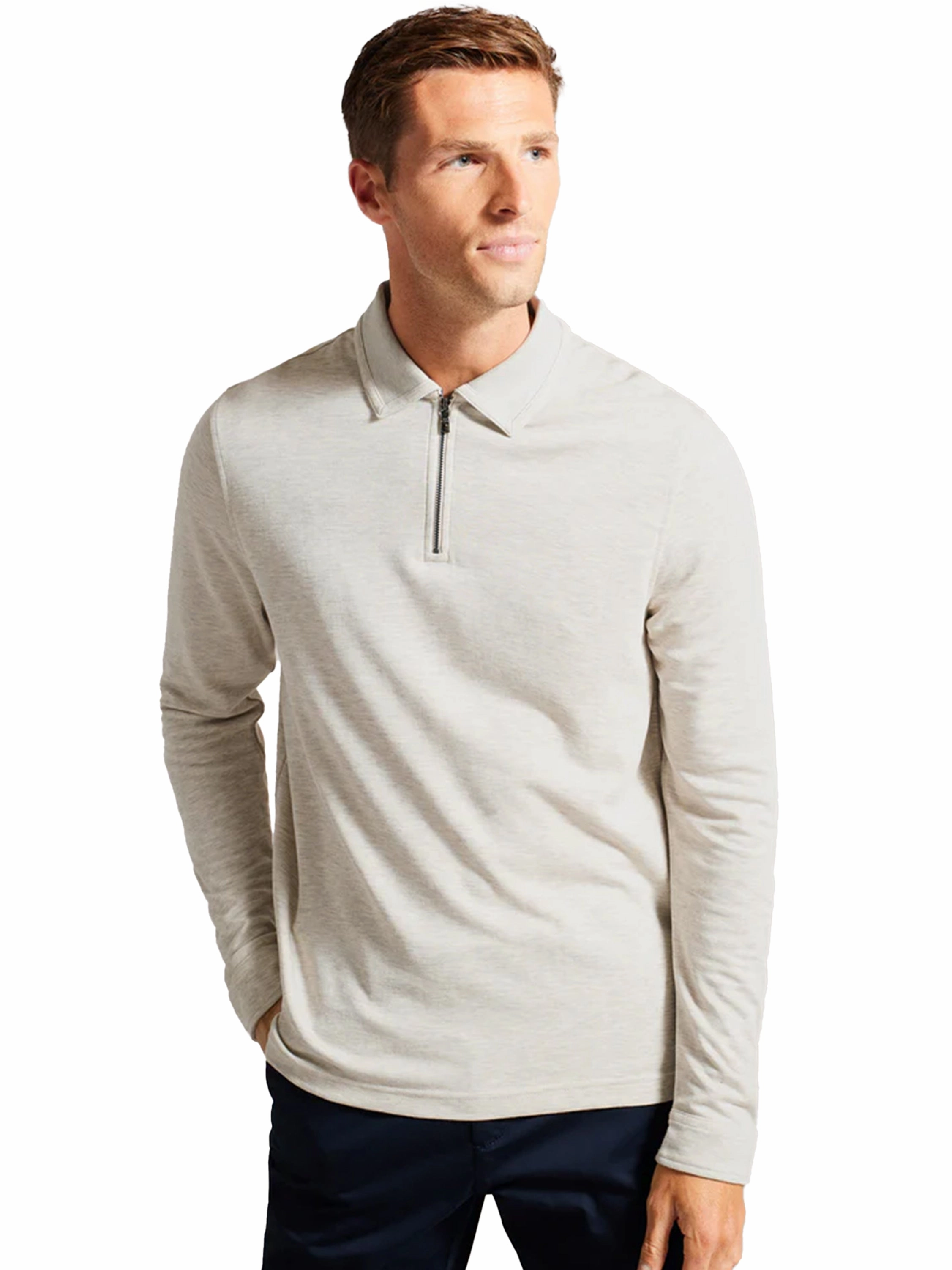 Ted Baker | Mens Long Sleeve Polo Shirt - Karpol Polo Collar Durable Buttonholes