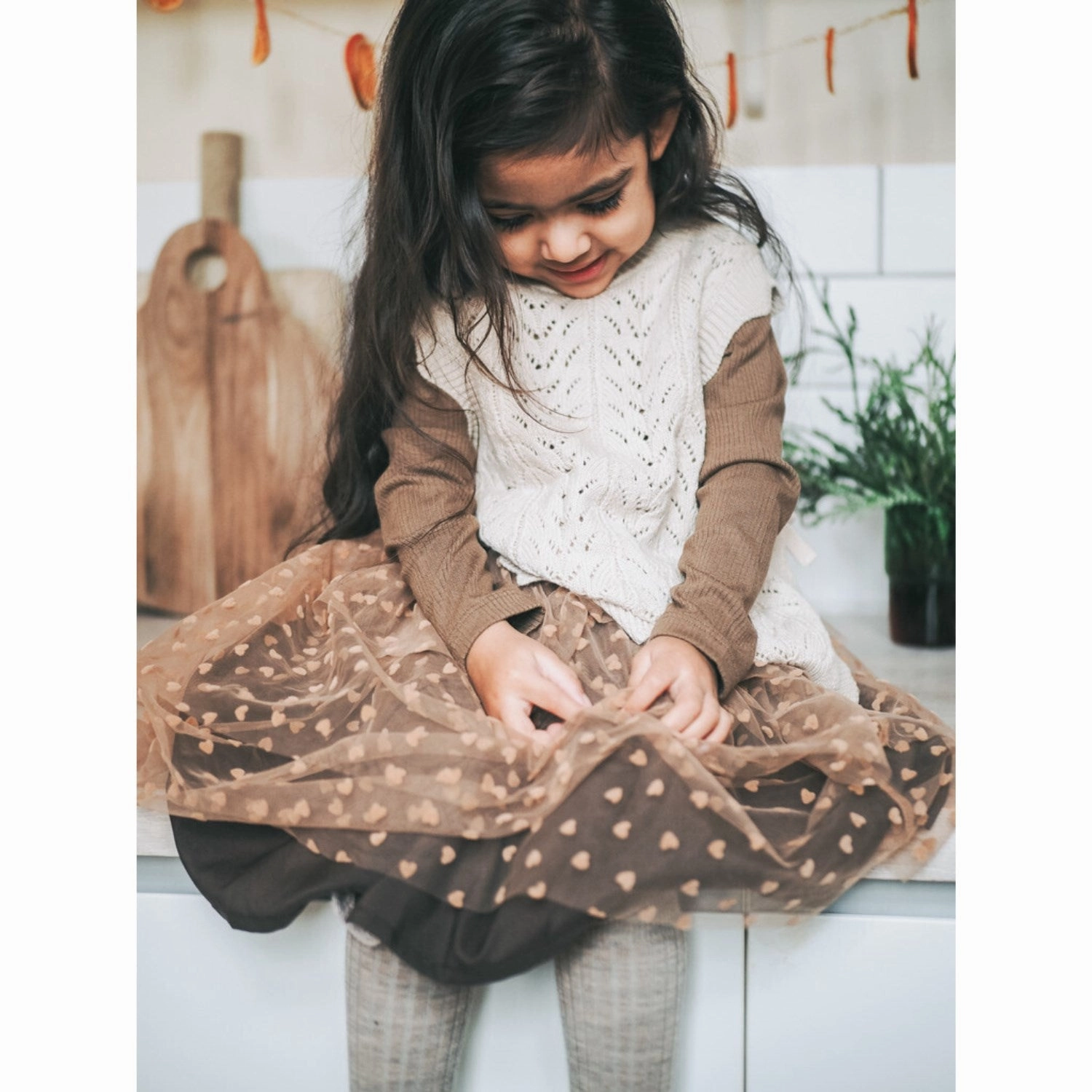 Fliink Humus/Carafe Tulle Heart Skirt Unisex style Gentle Wear