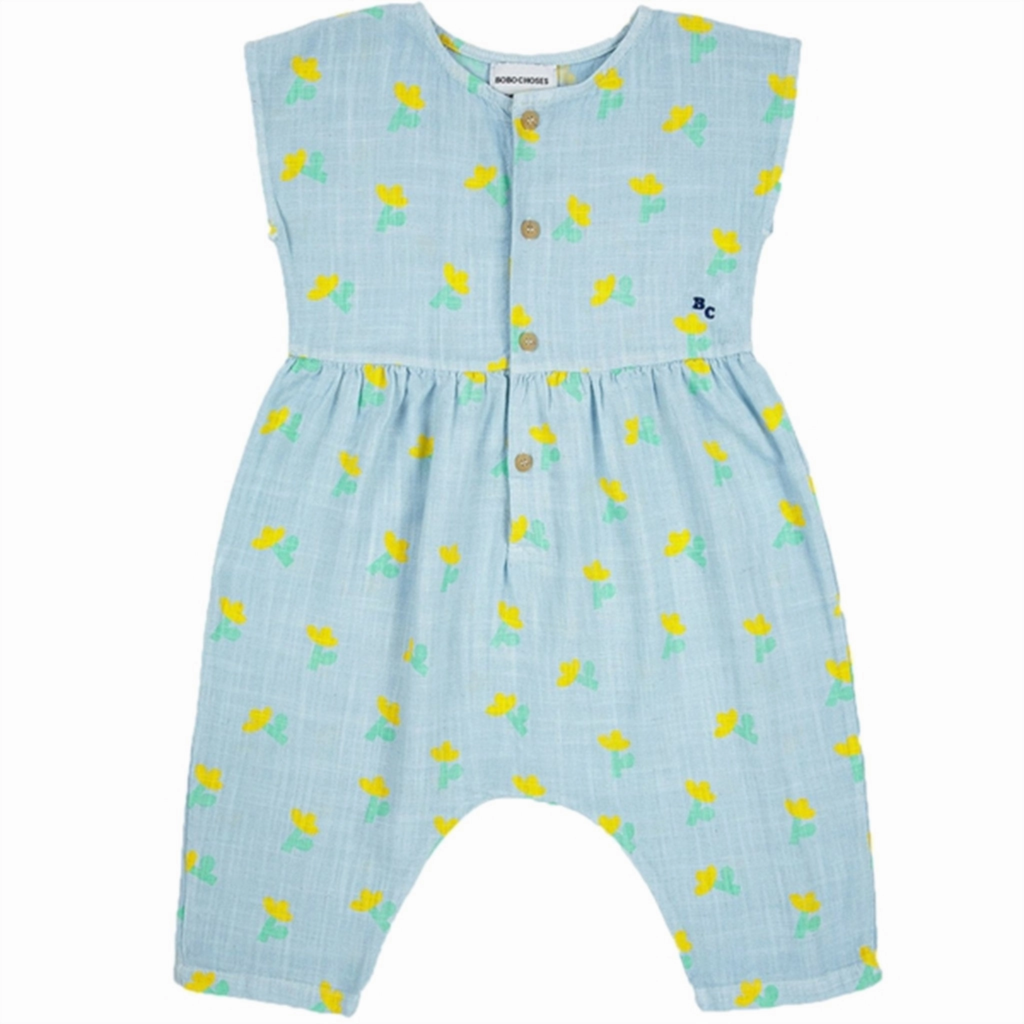 Bobo Choses Light Blue Sea Flower All Over Overall Running Outdoor Cozy Dancer