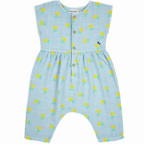 Bobo Choses Light Blue Sea Flower All Over Overall Running Outdoor Cozy Dancer