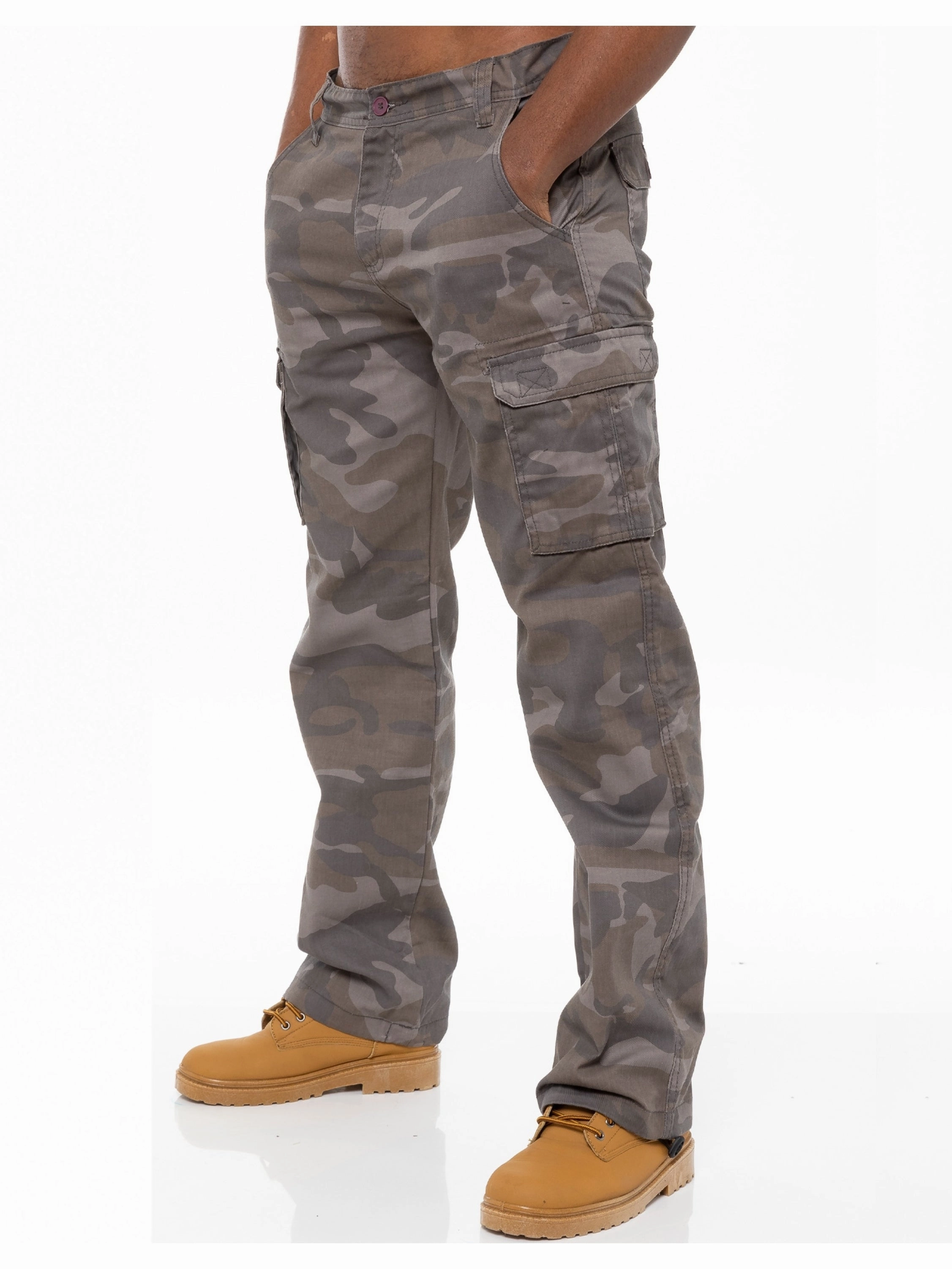 Kruze | Mens Cargo Camo Trousers Lightweight Morning Stroll Durable Movement Friendly
