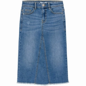 Name it Medium Blue Denim Kylie Wide Long Denim Skirt Luxury Finish Simple Layer