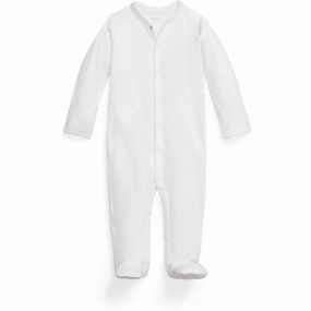 Ralph Lauren Baby White Solid Coverall Durable Activewear
