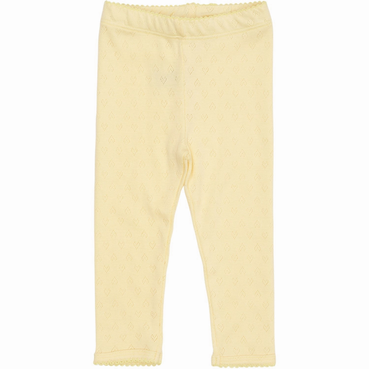 COPENHAGEN COLORS Pale Yellow Pointelle Heart Leggings High Elasticity Flow Motion