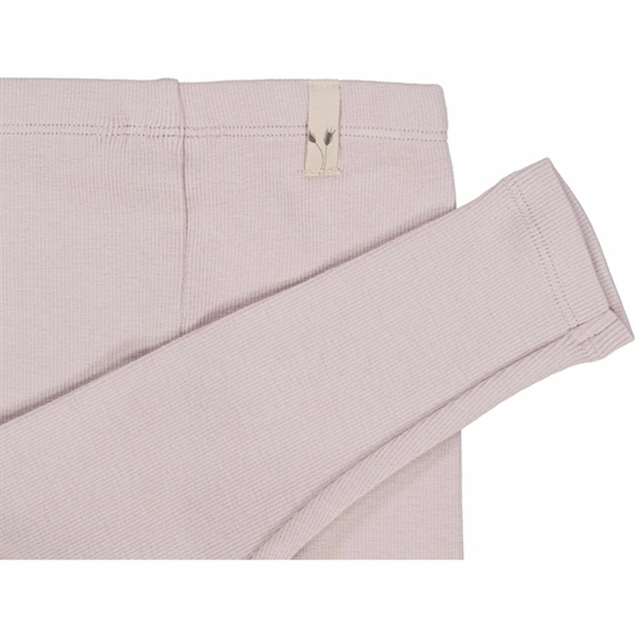 Daily Casual Elastic waist Wheat Soft Lilac Rib Leggings