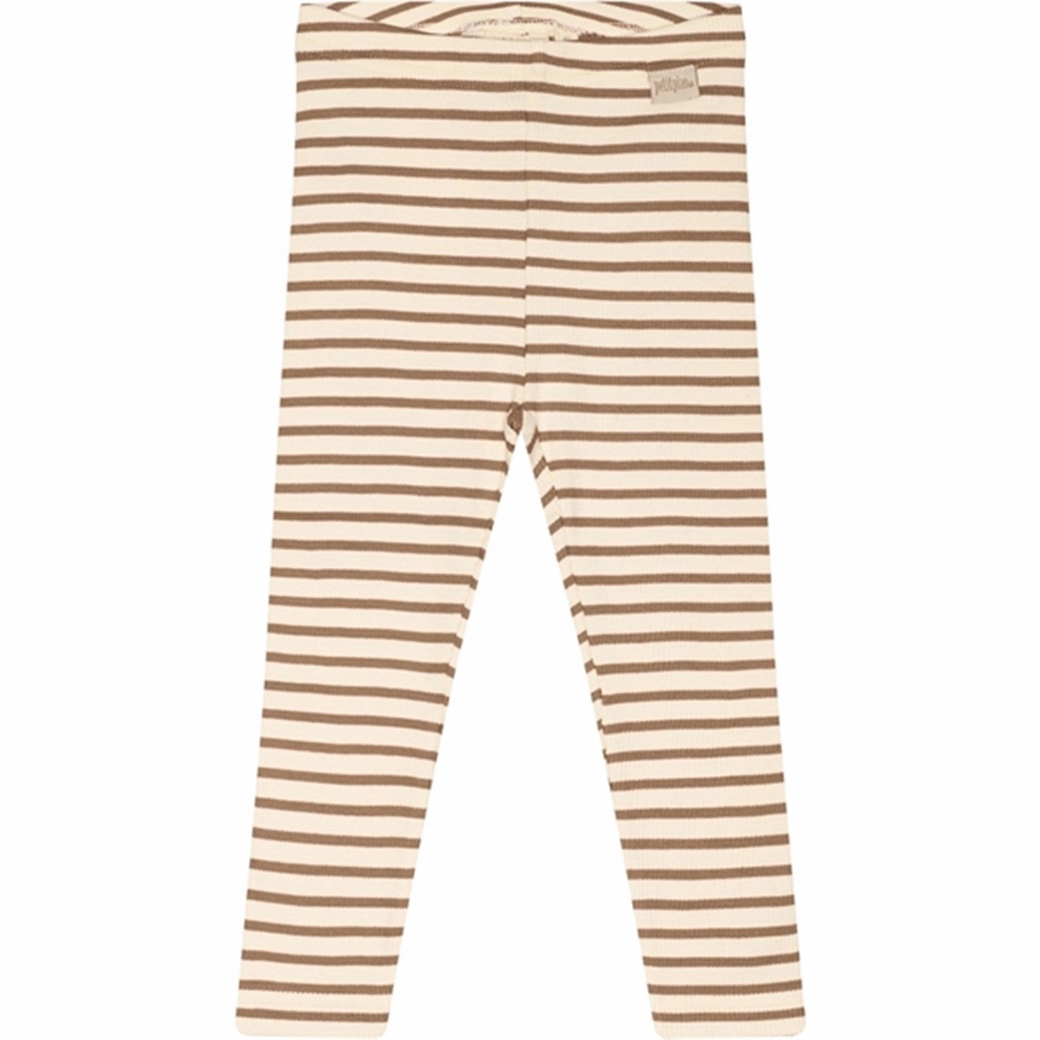 Petit Piao? Walnut Brown/Off White Leggings Modal Striped Comfort Flex Wear