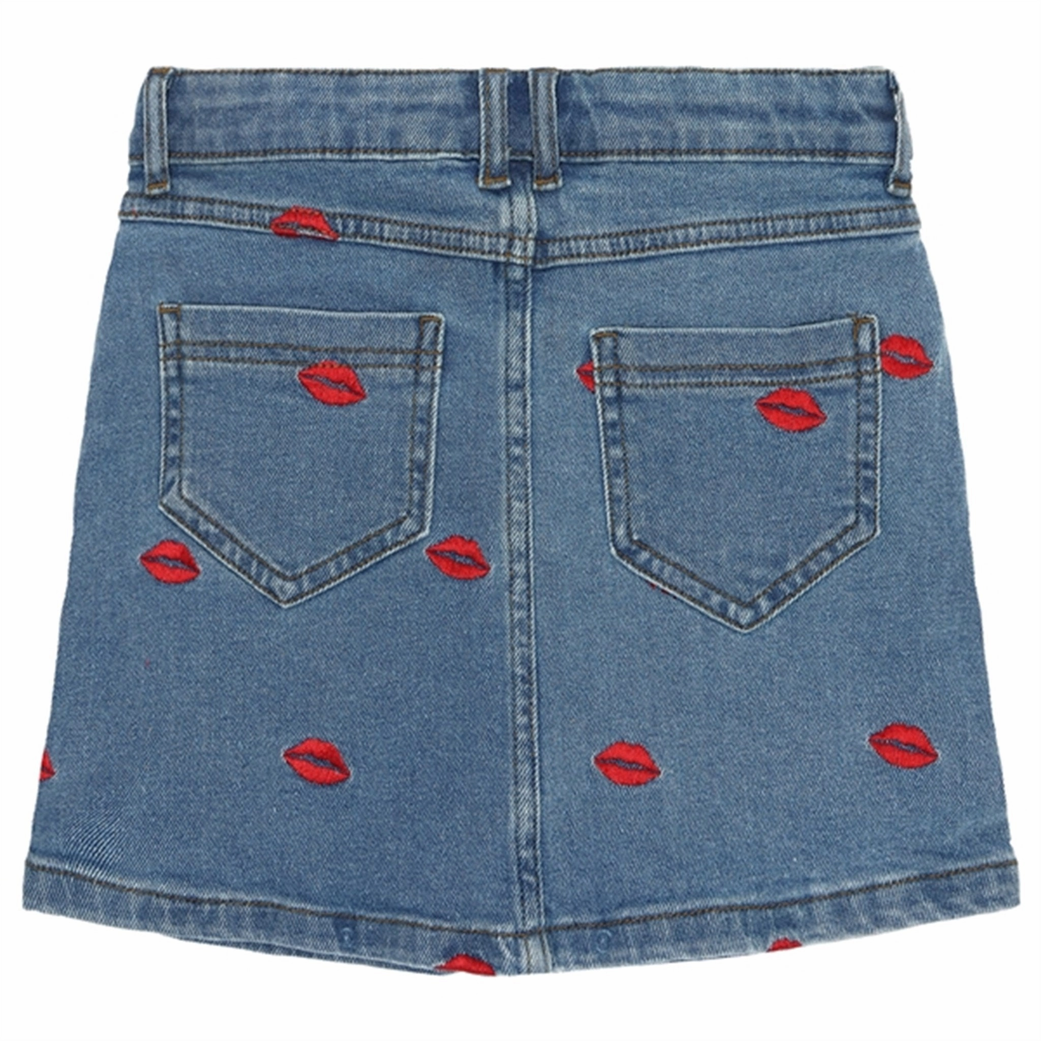 The New Medium blue Lips Denim Skirt Limited Edition