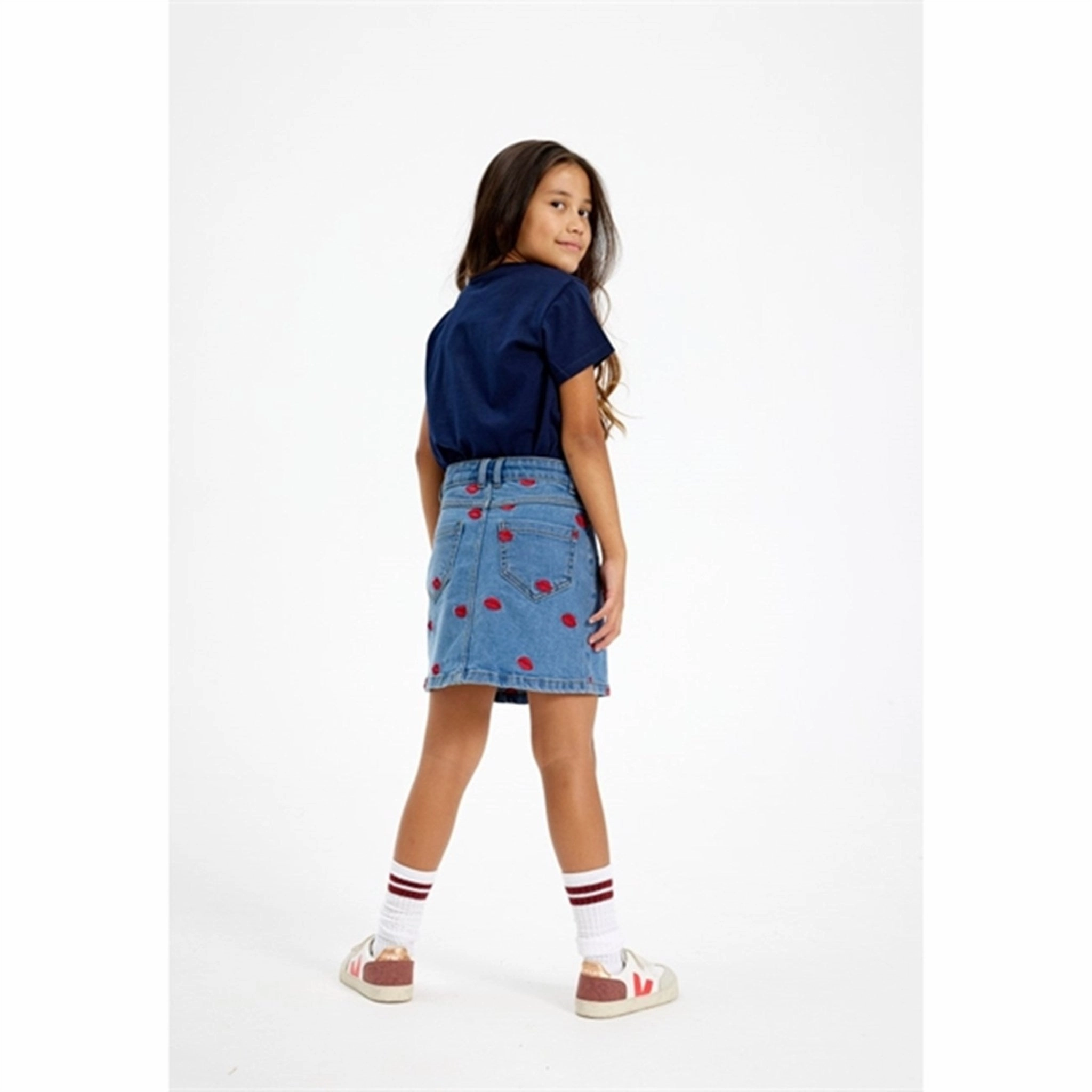 The New Medium blue Lips Denim Skirt Collector??s Item