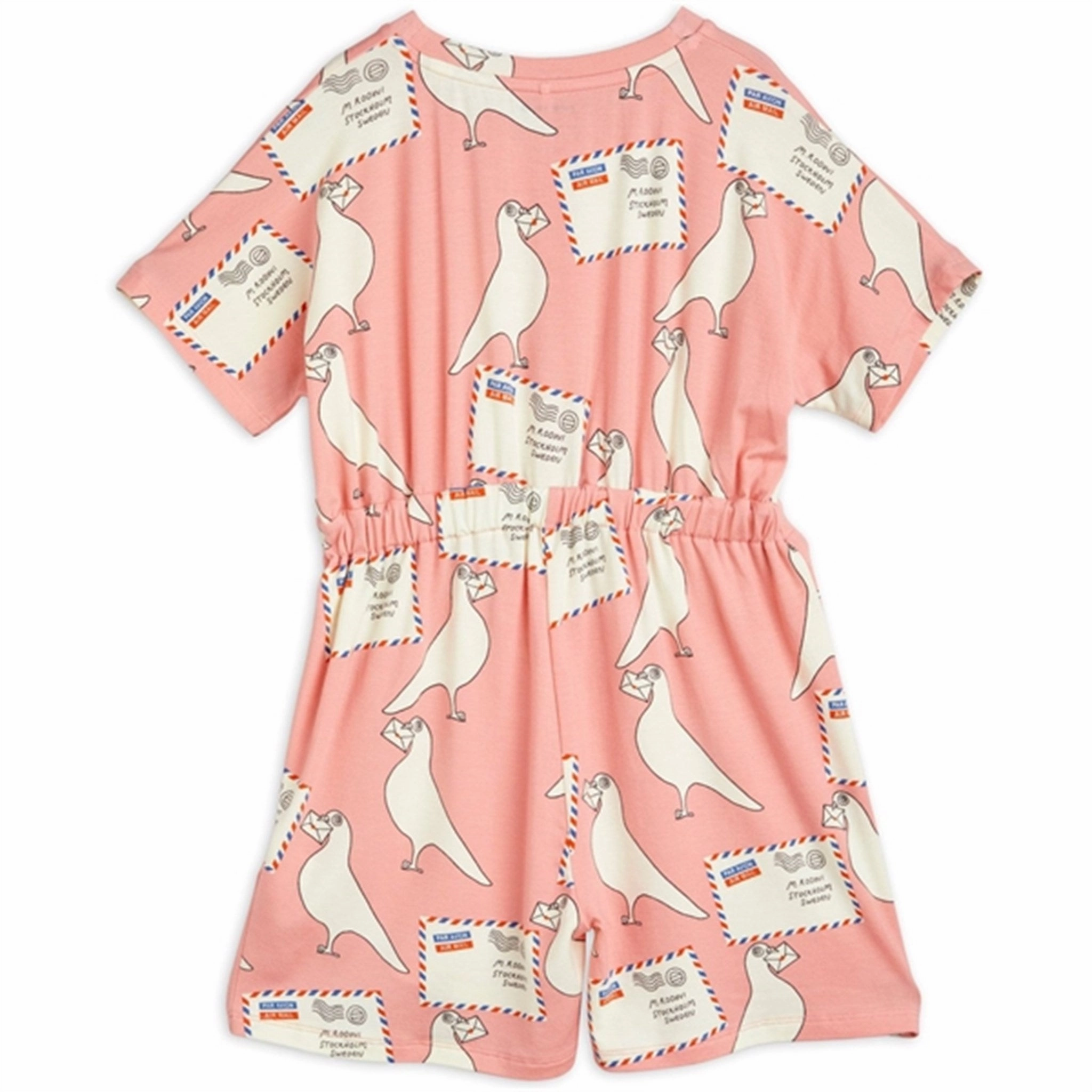 Mini Rodini Pigeons Tencel Aop Summersuit Pink Date Stylish Stylish Slim