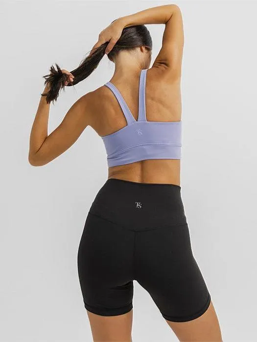 Elevate Bra in Periwinkle Stretch Fabric Elastic stitching seams