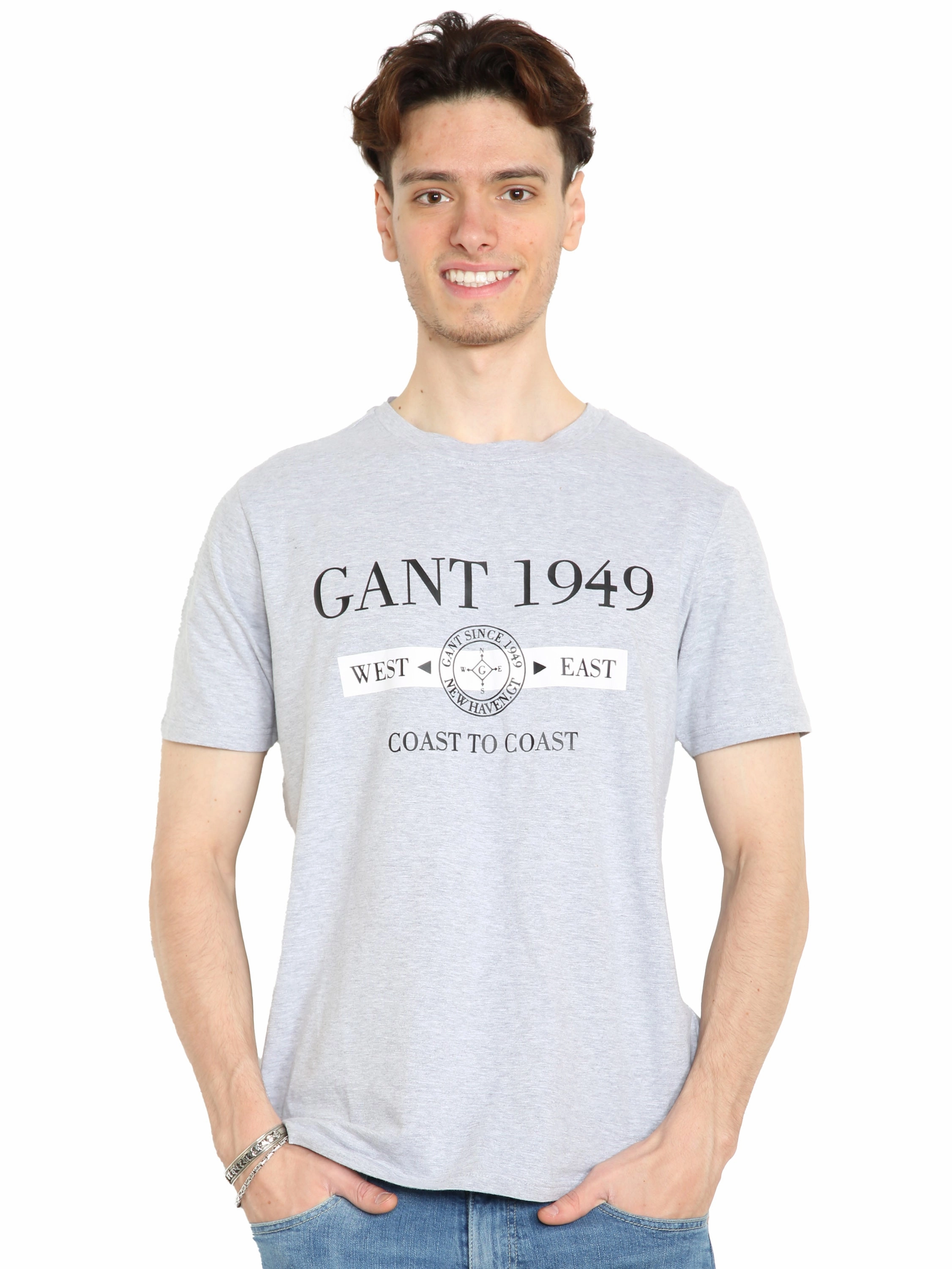 men's clothing On-the-Go Comfort Gant Coast | Mens Crew Neck T-Shirts