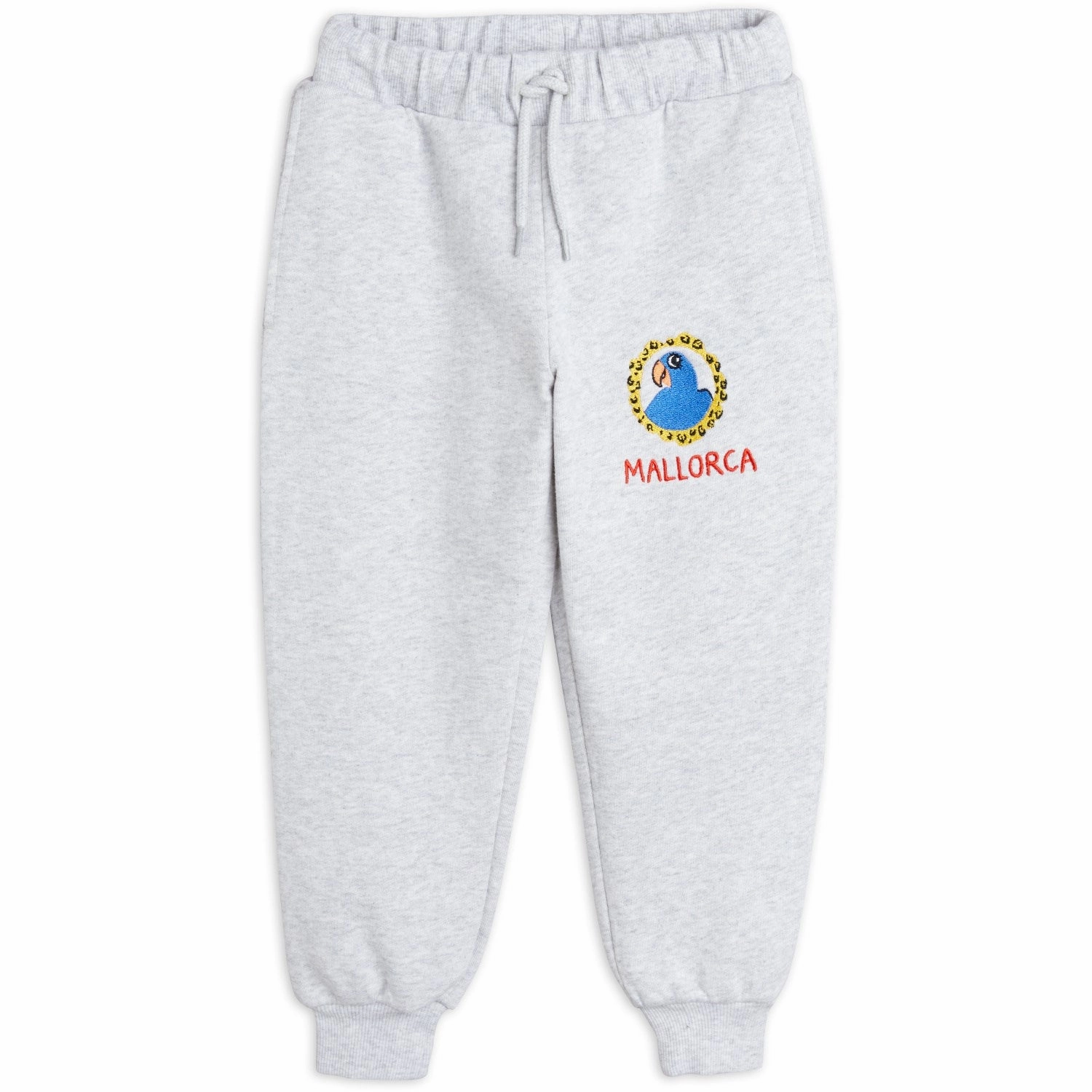 Mini Rodini Grey melange Parrot Embroidery Sweatpants OdorControl Summer Wear