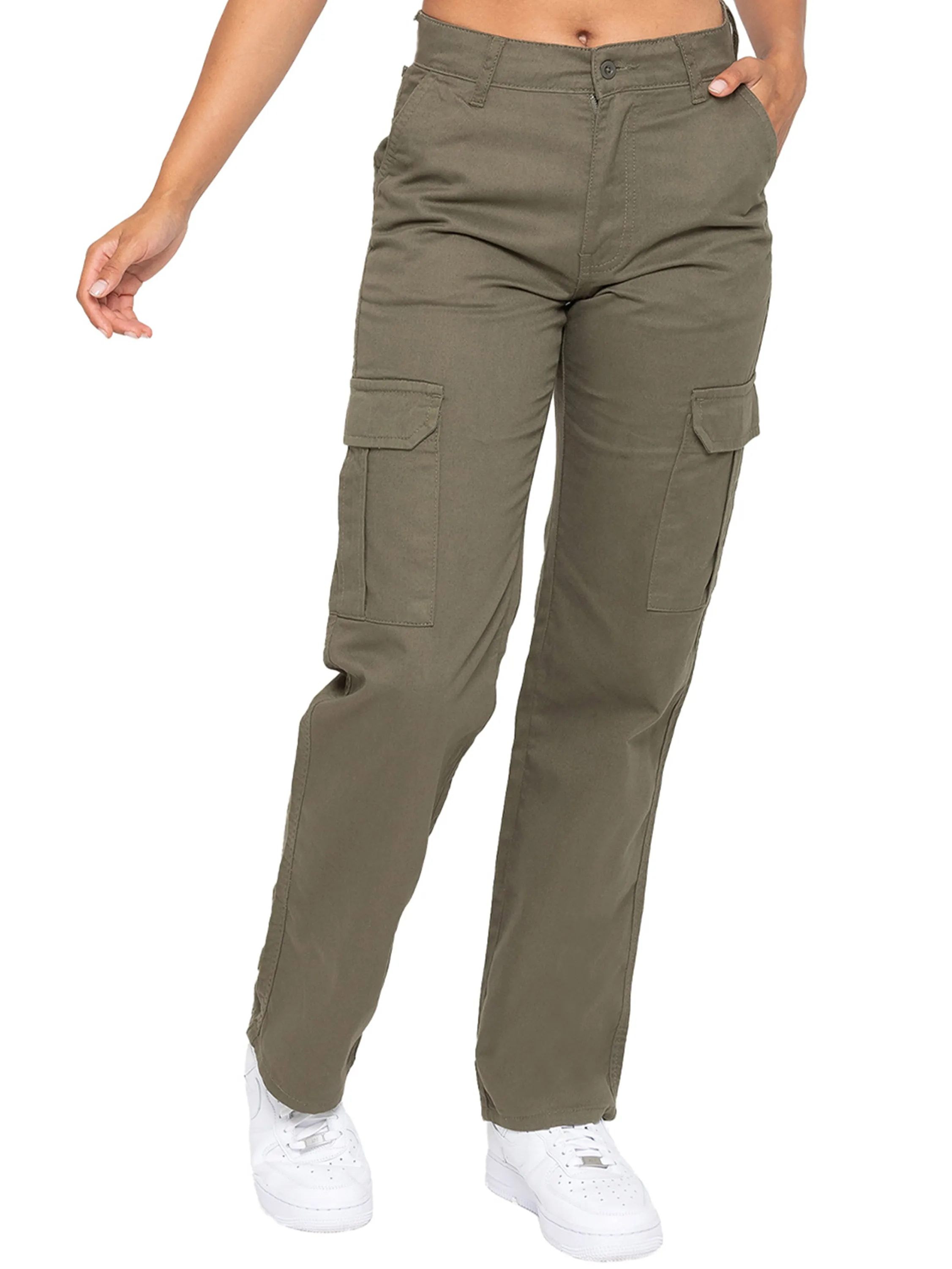 Enzo |  Womens Cargo Denim Jeans Recycled Material Versatile Look